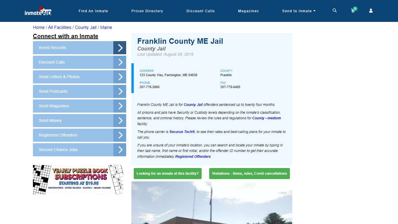 Franklin County ME Jail - Inmate Locator - Farmington, ME