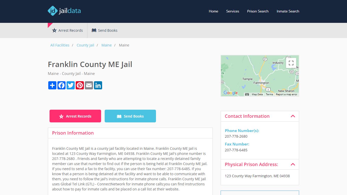 Franklin County ME Jail Inmate Search and Prisoner Info - Farmington, ME